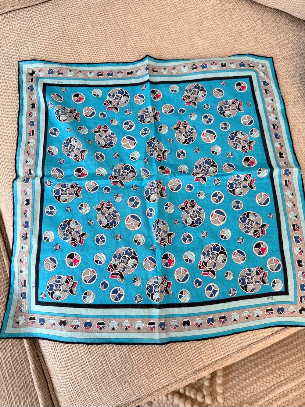 EMILIO PUCCI Turquoise Patterned Pocket Square